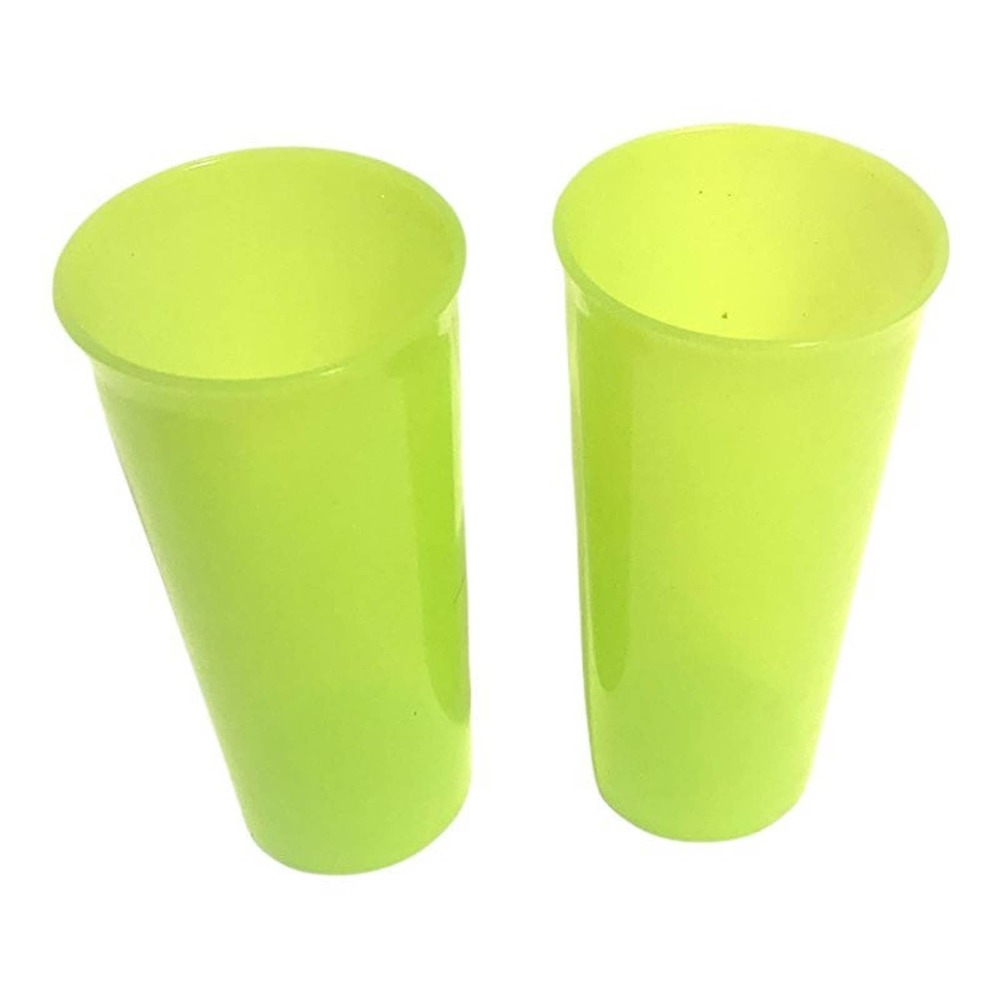 Tupperware Tumblers 6379A-2 Neon Green 12oz 350ml Stacking Tumblers NWOT